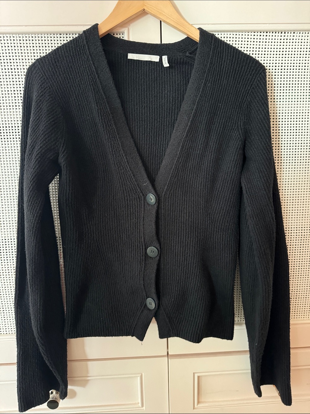 Helmut Lang Black Women's Ribbed Button Cardigan